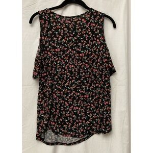 Chic Floral Sleeveless Blouse - Black and Pink